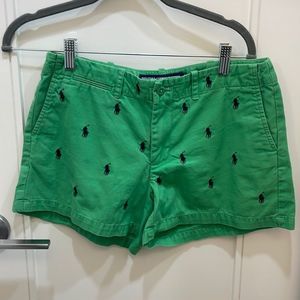Ralph Lauren Green Shorts with Black Embroidery